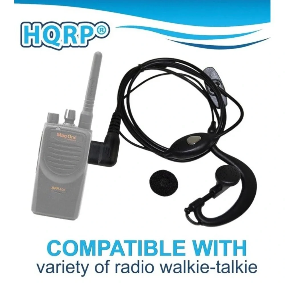 2-Pin HQRP Mic Headset Earpiece Radio Boafeng, Wouxun, and KayTom